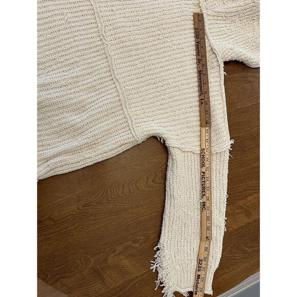 POL Sweater Womens Large Ivory Shredded Oversized Chunky Chenille Cropped Hooded - Picture 10 of 10